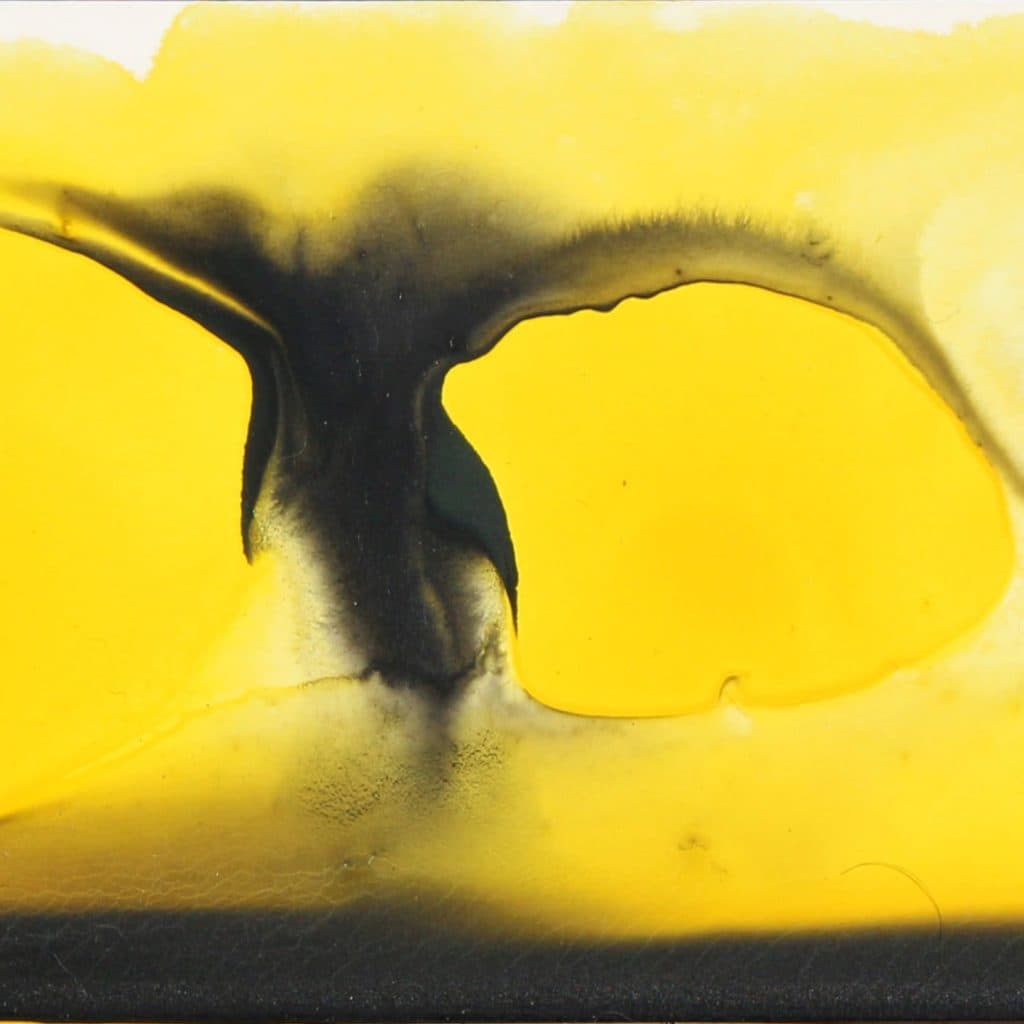 <span class="artinfo"><span class="arttitle">Study in Yellow #3: Whale's Tail</span>, 2014, Acrylic on clay board panel, 3" x 8½" <span class="artsold">sold</span></span>